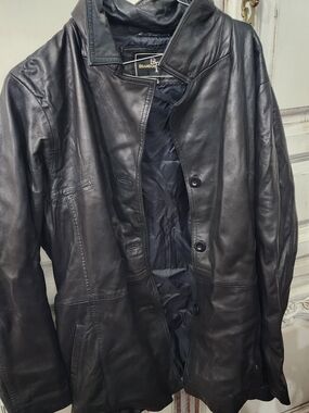 Brandon Thomas Black Leather Shirt Jacket